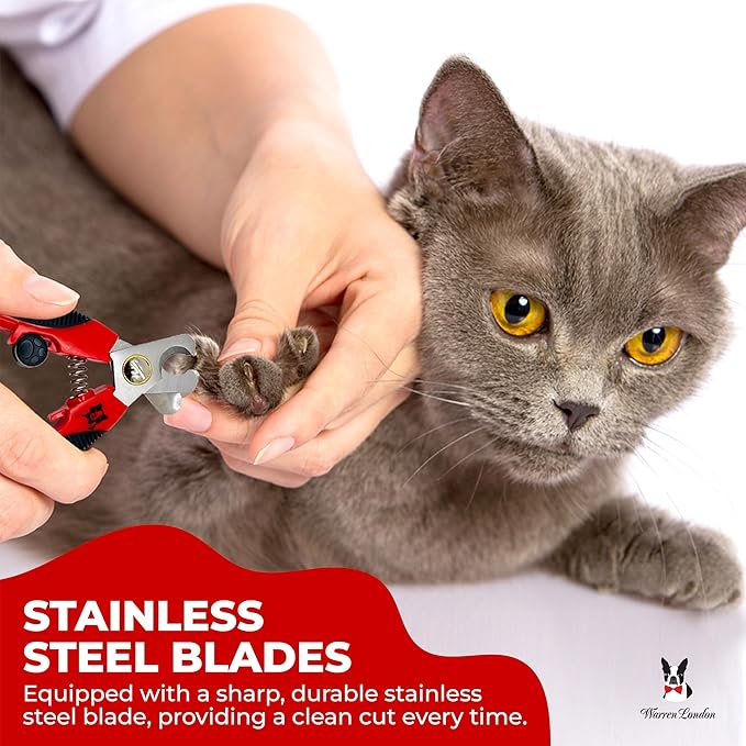 Warren London Cat Nail Clipper | Kittens Small Dogs | Stainless Steel Blade | Nail Safety Guard | Precision Grooming Tool-Mewly Pet