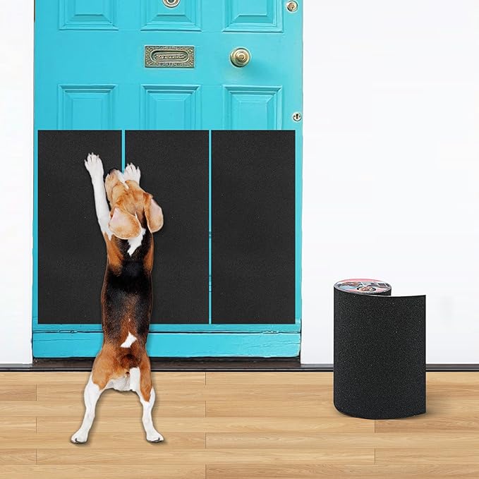 120 Grit Pet Nail Self Adhesive Replacement Emery Paper - Suitable for Small and Dogs with Long Quicks - Scratch Alternatives to Cat and Dog Nail Clippers (10in*13ft, Black, 120 Grit)-Mewly Pet