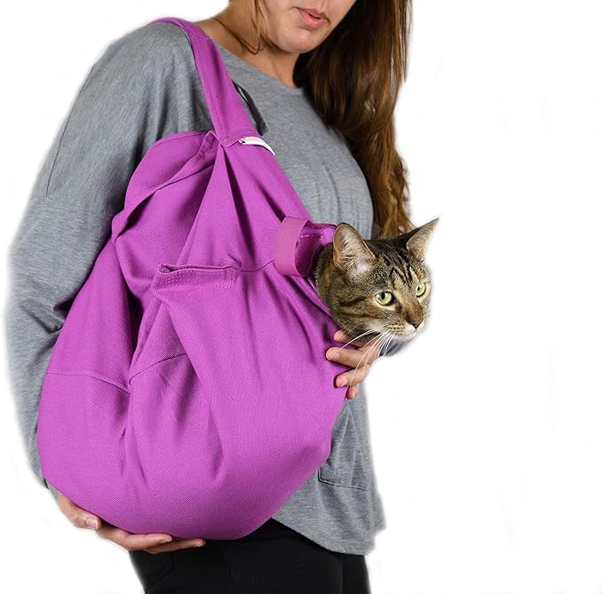 Cozy Comfort Carrier - Large Lavender Cat Carrier Soft, Cat Restraint Bag and Cat Sling Carrier for Grooming, Vet Visits, Medication Administration, Dental Care, and Nail Trimming-Mewly Pet