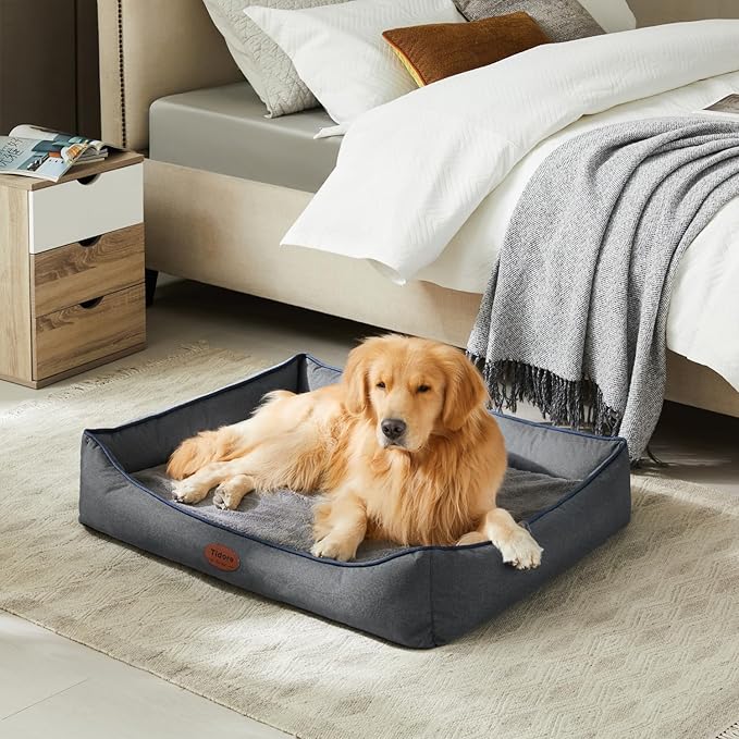 Orthopedic Dog Beds for Medium Dogs, Durable Egg Crate Foam Sofa Dog Bed wit Washable Removable Cover,Waterproof Lining,Pet Bed for Large Dogs (Dark Grey, 39.4" L x 31.5" W x 7.4" Th)-Mewly Pet
