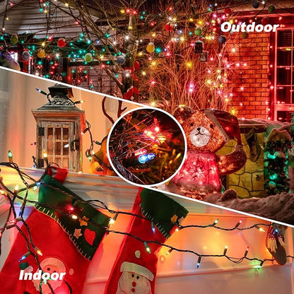 Toodour Multicolor Christmas Lights, 25ft 100 Count Incandescent Christmas String Lights, UL Certified Connectable Green Wire Xmas Lights for Tree, Holiday, Party, New Year, Indoor Xmas Decorations