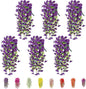 6-Pack Outdoor Faux Plants, 69-Flowered Large Morning Glory, Uv-Resistant Artificial Morning Glory,Perfect for Outdoor Decoration in All Seasons Such as Porches and Gardens (Purple)
