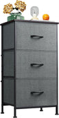 WLIVE Dresser with 3 Drawers, Fabric Nightstand, Organizer Unit, Storage Dresser for Bedroom, Hallway, Entryway, Closets, Sturdy Steel Frame, Wood Top, Easy Pull Handle, Dark Grey