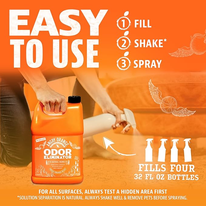 Angry Orange Pet Odor Eliminator for Dog and Cat Urine, Carpet Stains, and Strong Smells – Citrus Cleaner with Natural Orange Oil – 1 Gallon-Mewly Pet