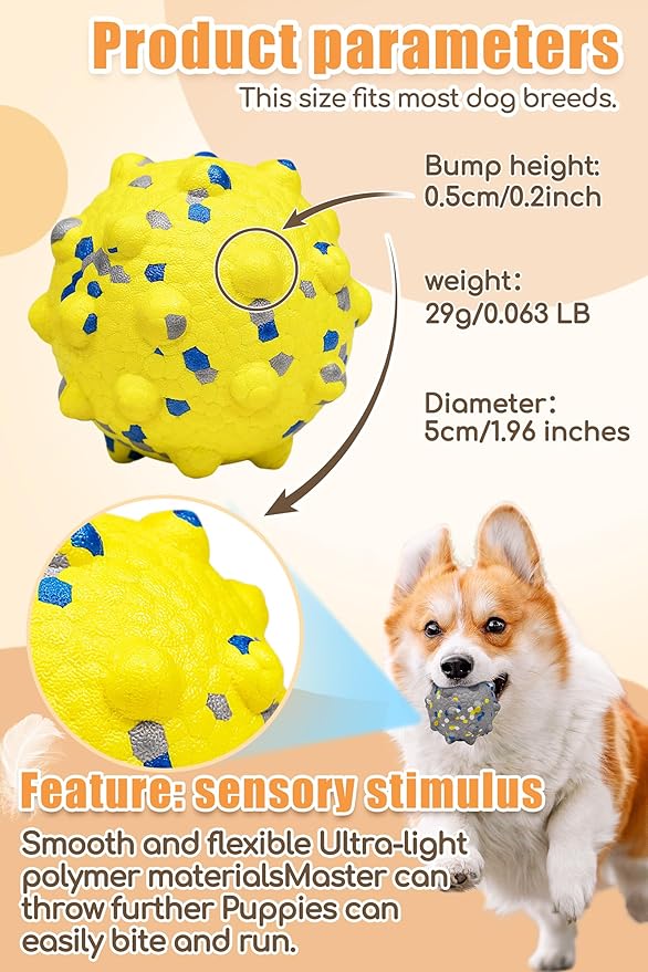 1.96'' Dog Balls for Dogs Aggressive Chewers Indestructible Tennis Durable Bouncy Interactive Dog Toy Balls for Fetch Game Floating Training(Yellow Small)-Mewly Pet