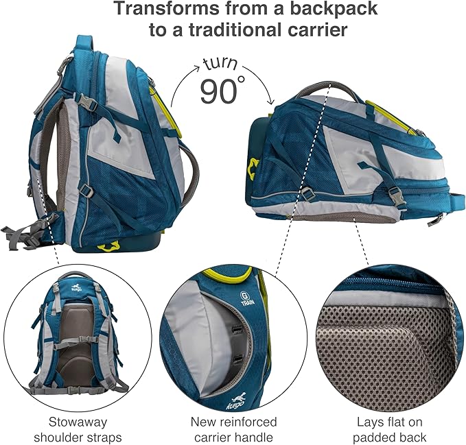 Kurgo G-Train - Dog Carrier Backpack for Small Pets - Cat & Dog Backpack for Hiking, Camping or Travel - Waterproof Bottom - Ink Blue-Mewly Pet