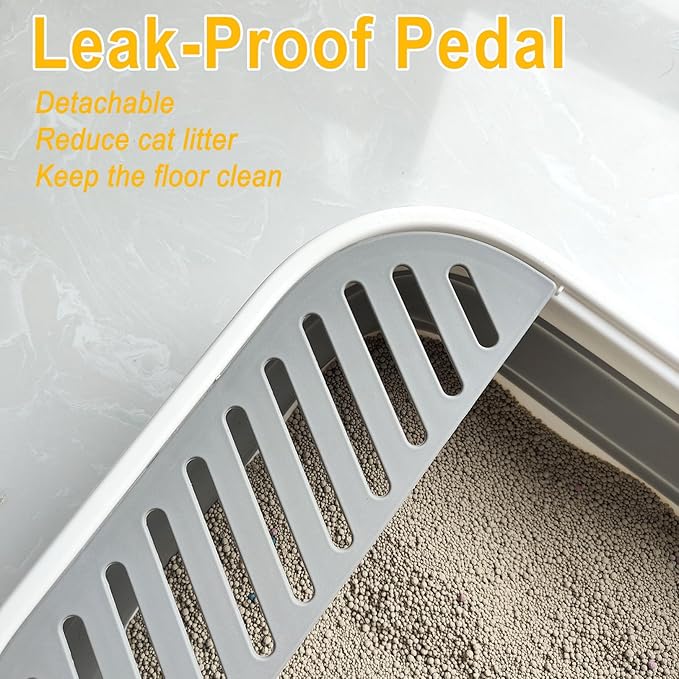 Low Entry Kitten Litter Box, Collapsible Shallow Litter Box Senior Cats Anti-Splashing Kitty Training Open Potty Pan Scoop Leak-Proof Pedal Cat Toilet No Smell Easy Clean-Mewly Pet