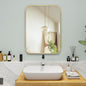 18"x24" Matte Gold Mirror for Wall, Brushed Metal Framed Rounded Corner Rectangular Mirror for Bathroom Vanity,Entryway,Living Room,Bedroom,Vertical or Horizontal