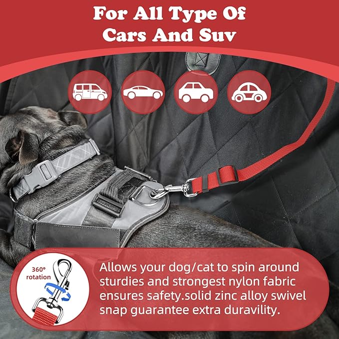 BWOGUE Pet Dog Cat Seat Belts, Car Headrest Restraint Adjustable Safety Leads Vehicle Seatbelt Harness (1 Pack)-Mewly Pet