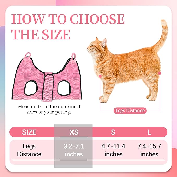 PatiencET Dog Grooming Hammock, Pet Grooming Hammock for Cats & Dogs with Security Strap, Dog Sling for Nail Trimming with Nail Clippers/Trimmer, Nail File, Pet Comb(Pink XS)-Mewly Pet