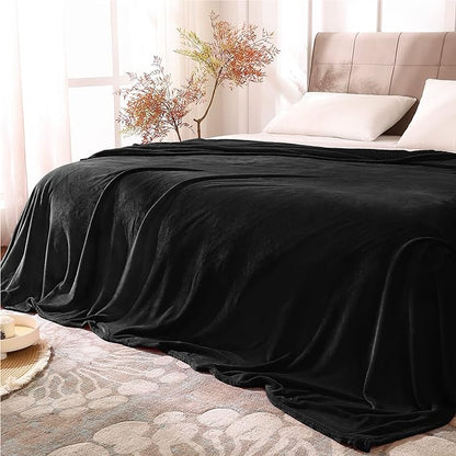 BEDELITE Fleece Blanket Black Full Blankets for Couch & Bed, Luxury Plush Cozy Fuzzy Blanket 84" x 90", Super Soft Warm Lightweight Throw Blanket for Travel Camping