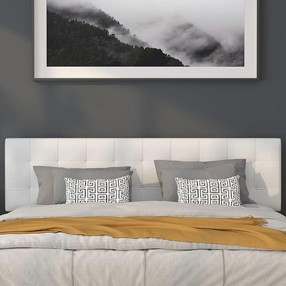 Flash Furniture Bedford Tufted Upholstered King Size Headboard in White Fabric