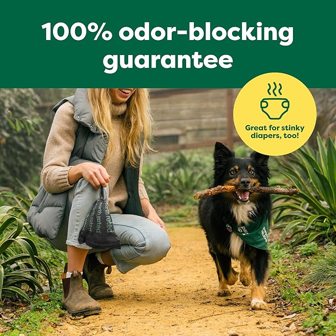 Earth Rated Odor-Blocking Poop Bags for Dogs with 3X Protect, Guaranteed to Block Smells & Leak-Proof Performance, Conceals Smell & Mess, Unscented, 108 Count-Mewly Pet