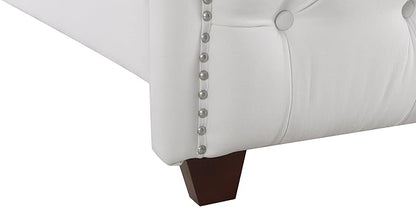 Jennifer Taylor Home Marcella Upholstered Shelter Headboard Bed Set, King, Bright White Polyester
