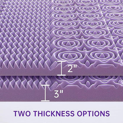 MUXHOMO 3 Inch 7-Zone Twin Mattress Topper, Egg Crate Foam Mattress Topper Twin Size for Back Pain, Lavender Cooling Gel Infused Bed Pad, CertiPUR-US and Oeko-TEX Certification (38"×75")