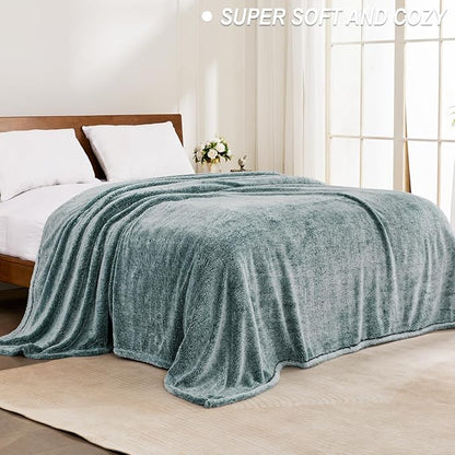 Exclusivo Mezcla Plush Fuzzy Fleece Throw Blanket Extra Large, Super Soft, Fluffy and Warm Blankets for Couch, Bed, Suitable for All Seasons (50x70 Inches, Mixed Green)