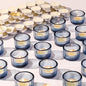 30Pcs Blue Tealight Candle Holder, Ribbed Votive Candle Holders Glass with 32pcs Tea Light Candles for Wedding Decor, Home Decor and Party Decor
