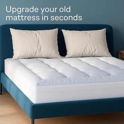Niagara Cooling Queen Mattress Topper - Pillow Top Mattress Cover Quilted Fitted Cooling Topper for Back Pain Deep Pocket Fits 20 Inches (60x80 Inches)