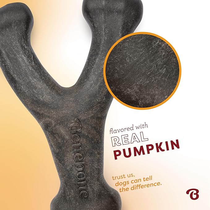 Benebone Pumpkin Spice Wishbone – Limited Edition Flavor, Durable Dog Chew Toy for Aggressive Chewers, Made in USA, Small