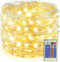 Decute 500LED 164ft Fairy String Lights Christmas Lights Indoor Outdoor Silver Wire with Remote, Firefly Lights Starry for DIY Christmas Tree Costume Wedding Party Table Centerpiece Decor(Warm White)