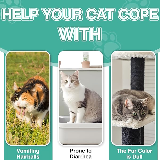 Cat Hairball Remedy Treats, 150 Soft Chews Cat Hair Ball Treatment Furball Control Relief Helps Eliminate and Prevent Hairballs for Indoor Cats Supports Skin and Coat Digestion Chicken Flavor-Mewly Pet