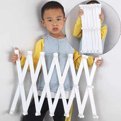 WEBI Accordion Wall Hanger,Wooden Expandable Coat Rack Wall Mounted,Accordion Hat Rack for Wall,Accordion Hook Rack for Hats,Caps,20 Peg Hooks,White