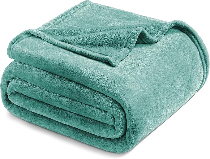 Exclusivo Mezcla Fleece Blanket Twin Size for Bed, Super Soft and Warm, All Season Use, Cozy, Plush, Lightweight, 90x66 Inches, Celadon