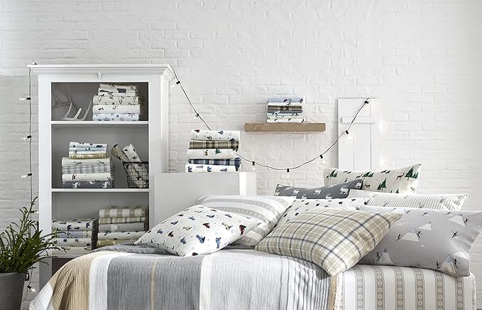 Eddie Bauer - Twin Sheets, Cotton Flannel Bedding Set, Brushed For Extra Softness, Cozy Home Decor (Elk Grove, Twin)