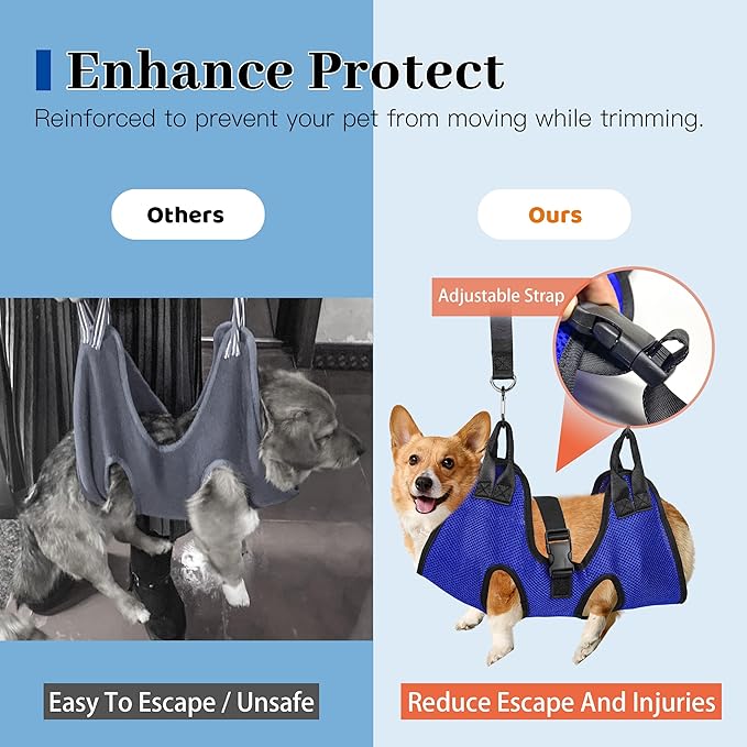 PatiencET Dog Grooming Hammock, Pet Grooming Hammock for Cats & Dogs, Dog Holder for Nail Trimming, Cat Sling for Nail Trimming with Nail Clippers/Trimmer, Nail File, Pet Comb(S)-Mewly Pet