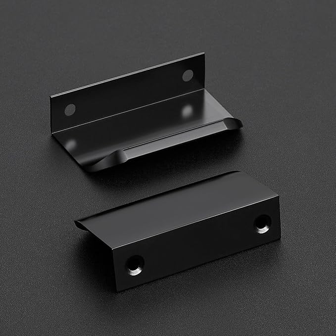 Ravinte Hardware 12 Pack Black Cabinet Handles, 3 Inch (76mm) Finger Edge Pulls, 2 Inch Hole Center, Finger Pulls for Cabinets