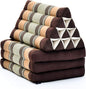 Leewadee - Comfortable Japanese Floor Mattress - Thai Floor Bed with Triangle Cushion - Futon Mattress - Thai Massage Mat, 67 x 21 inches, Brown, Kapok Filling
