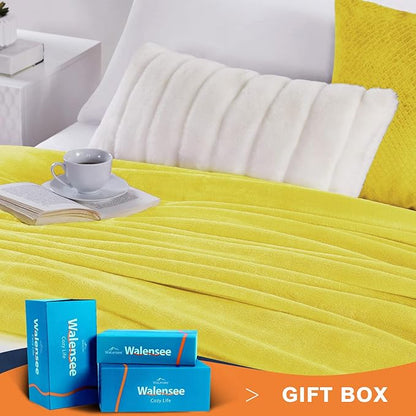 Walensee Fleece Blanket Plush Throw Fuzzy Lightweight (Twin Size 60x80 Yellow/Lemon Canary Yellow) Super Soft Microfiber Flannel Blankets for Couch, Bed, Sofa Warm and Cozy for All Seasons