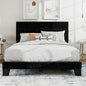 SHA CERLIN Full Platform Bed Frame with Velvet Upholstered Headboard, Mattress Foundation with Strong Wooden Slats Support, No Box Spring Needed, Black