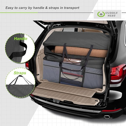 Cuddly Nest Folding Mattress Storage Bag - Heavy Duty Carry Case for Tri-Fold Guest Bed (Fits 4" NARROW TWIN & COT Mattress,Black)