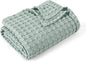 Bedsure Cooling Cotton Waffle Weave Blanket - Lightweight Breathable Blanket of Rayon Derived from Bamboo for Hot Sleepers, Luxury Throws for Bed, Couch and Sofa, Mint Green, 50x70 Inches