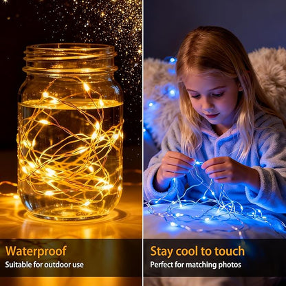VOOKRY 12 Pack Fairy Lights Battery Operated, 30 LEDs Mini Starry String Lights 10 ft Silvery Copper Wire Lights, Works for Wedding Centerpiece, Party, Table, Christmas Decorations(Multi-Colored)