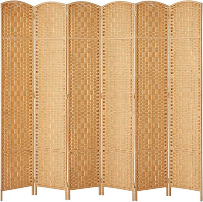 Rose Home Fashion Room Divider, 6 ft Tall Room Dividers and Folding Privacy Screens, 16in Privacy Screen 6 Panel Light Beige Space Temporary Wall Foldable Partition Separation