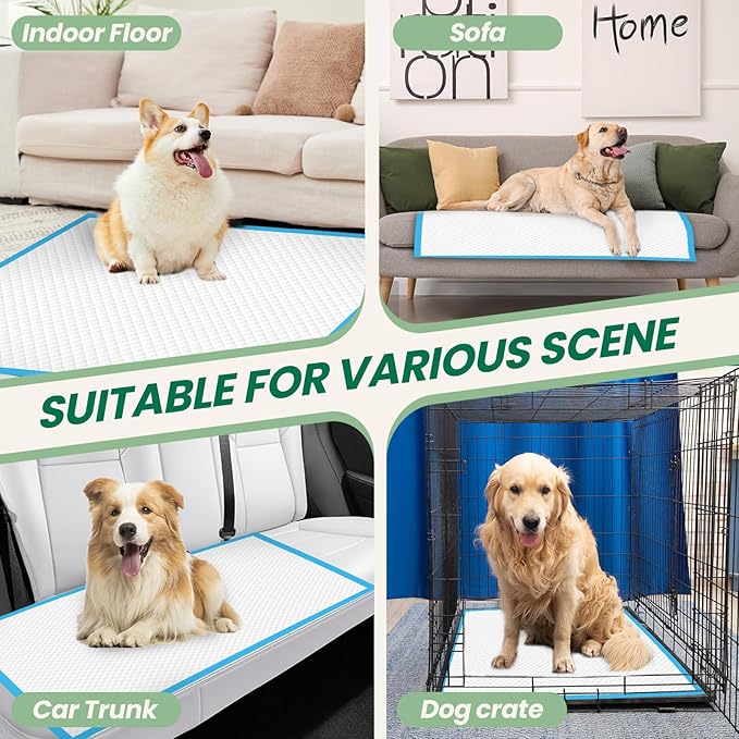 100 Count Large Dog & Cat Puppy Pee Pads - 28"x30" Absorbent Potty Training Pads | Leakproof Quick-Dry Disposable Pet Pads for Puppies, Dogs & Cats | Indoor, Outdoor, Litter Box, Housebreaking Use-Mewly Pet