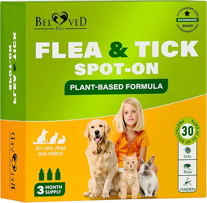 Flea and Tick Prevention for Small Dogs & Cats, Rabbits - Natural Flea Treatment & Pest Control - Topical Flea & Mosquito Repellent for Puppy and Kitten - All Pets-Mewly Pet