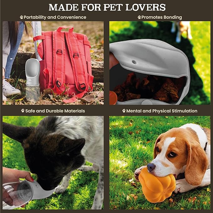 Ultimate Dog Walk & Train Kit - Silicone Dog Treat Pouch - Tug Ball - Portable Water Bottle for Dogs - Ideal Gift for First Time Pet Owners - Training Pouch-Mewly Pet