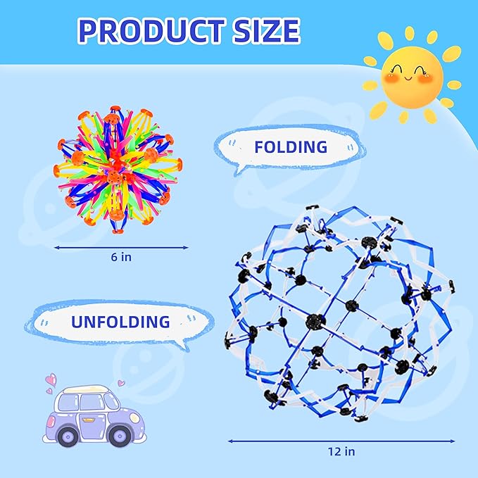 2Pcs Colorful Sphere Expandable Breathing Balls Fidget Toy-Great Anxiety Stress Reliever,Collapsible Expanding Magic Ball Toys for Kids & Adults Mindfulness Meditation Practices , Yoga -ADHD-Mewly Pet