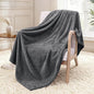 Exclusivo Mezcla Fleece Throw Blanket Extra Large, Super Soft and Warm Blankets for Couch, Sofa and Bed Waffle Textured, Cozy, Fuzzy and Lightweight (Dark Grey, 50x70 Inches)