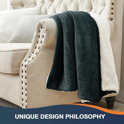 Walensee Sherpa Fleece Blanket (King Size 108”x90” Forest Green) Plush Throw Fuzzy Super Soft Reversible Microfiber Flannel Blankets for Couch, Bed, Sofa Ultra Luxurious Warm and Cozy for All Seasons