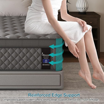 Queen Mattress, 14 Inch Hybrid Mattresses Grey Euro Top Medium Firm for Back & Lumbar Support, 100 Night Trial, Individual Pocket Spring Bed for Motion Isolation & Pressure Relief