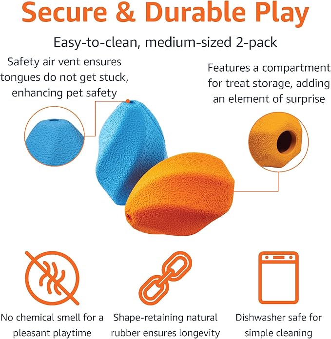 Amazon Basics Interactive Dog Treat Dispensing Enrichment Chew Toy, Medium, Multi Color, 2-Pack-Mewly Pet