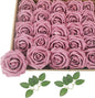Artificial Flowers 25pcs Fake Roses, Rouge Foam Rose Faux Flower for DIY Wedding Bouquets Bridal Shower Centerpieces Floral Arrangements Home Decorations Party Backdrops Table
