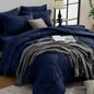 HEVUMYI Navy Blue King Comforter Set - 7-Piece All Season Bed in a Bag King, Ultra Soft Bedding Set with Comforter, Flat Sheet, Fitted Sheet, Pillowcases, Pillow Shams, Navy Blue