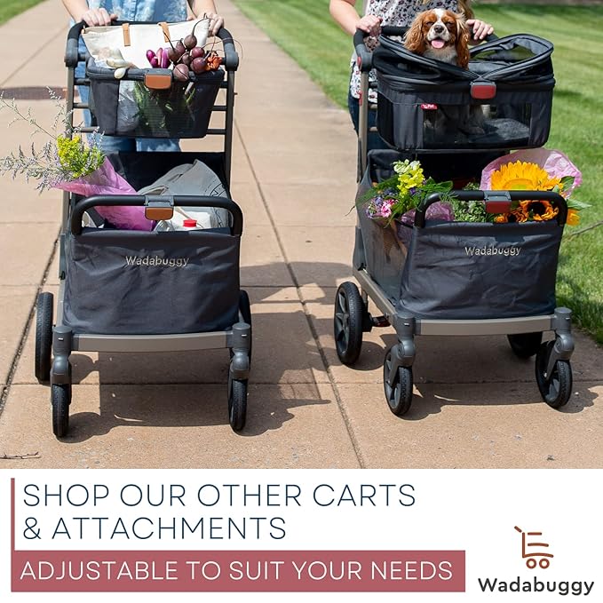 Pet Foldable Cart - Luxury Cat & Dog Stroller with Extra Large Shopping Basket, Cup Holders, & Ventilated Canopy - Easy Fold Pet Stroller for Cats & Dogs-Mewly Pet