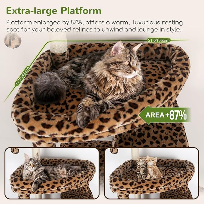 Globlazer Giant Cat Tree, 83 inch Cat Tree for Indoor Cats Large Adult, XXL Cat Tower with 9 Scratching Posts for 20lb+ Heavy Duty Large Adult Cats, F83, Leopard Print-Mewly Pet