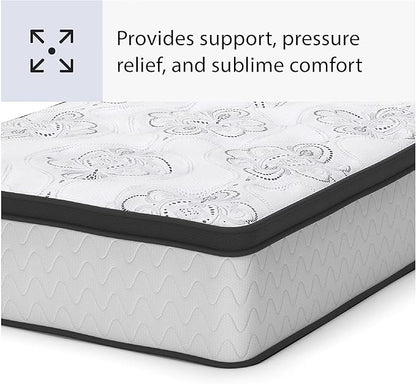 Ashley Chime Twin Mattress Hybrid 12 Inch Firm Memory Foam for Pressure Relief, Mattress In a Box with Cooling Gel, Fiberglass Free